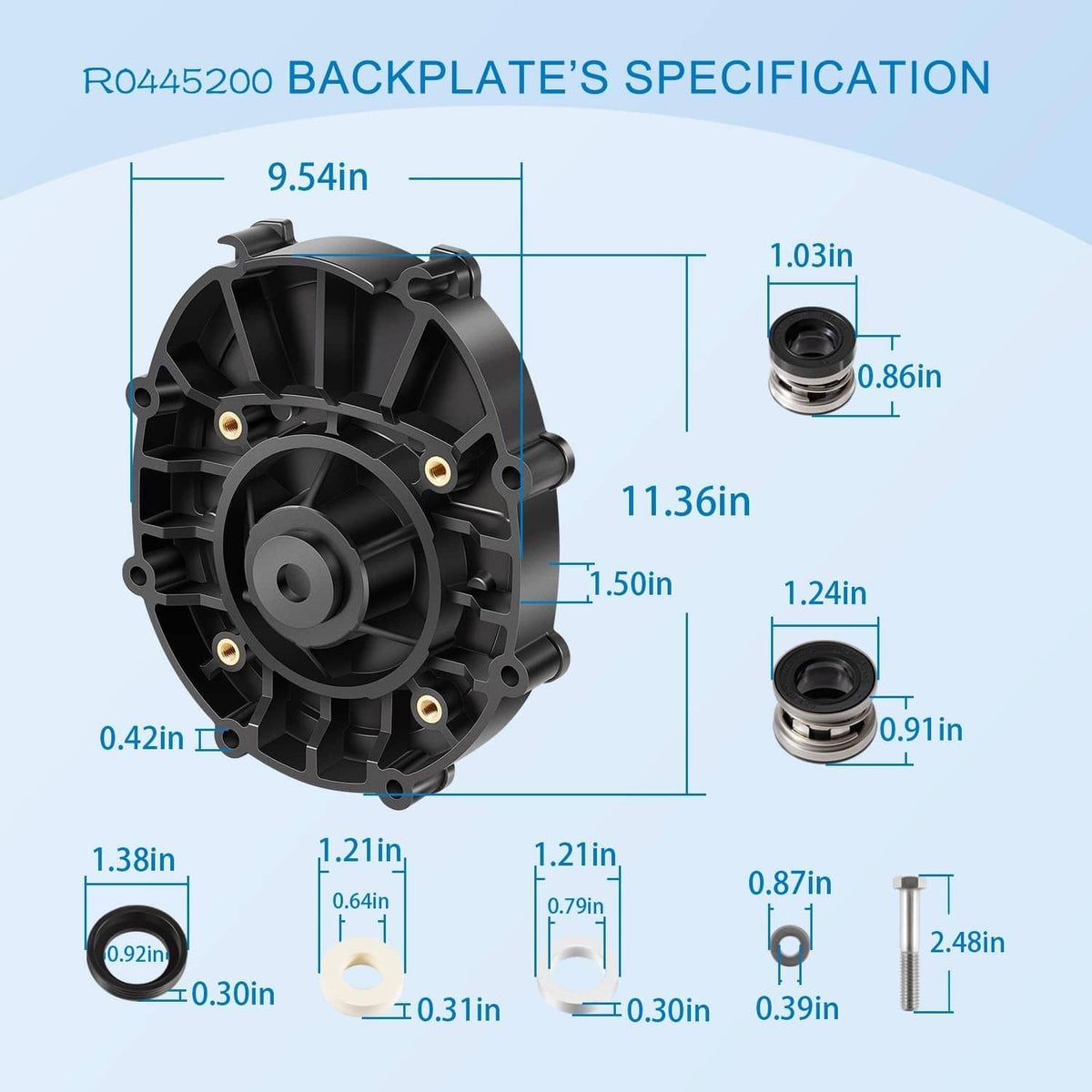 Solid Spare Replace R0445200 Backplate Kits for Zodiac Jandy Pool & Spa Pumps ePump, Stealth