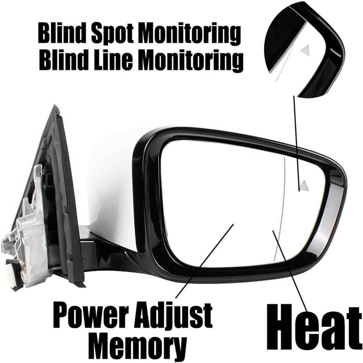 Solidspare Passenger Side Mirror w/Blind Spot White For 2019-2023 BMW 320i 330i 330e