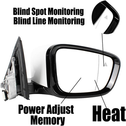 Solidspare Passenger Side Mirror w/Blind Spot White For 2019-2023 BMW 320i 330i 330e