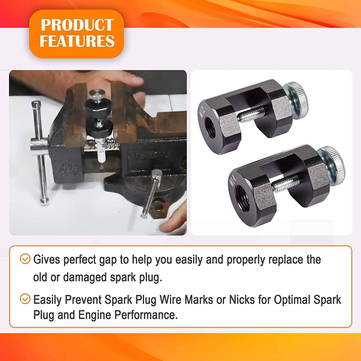 Solid Spare 12mm &14mm Engine Spark Plug Caliper Universal Precision Car Spark Plug Gap Tool