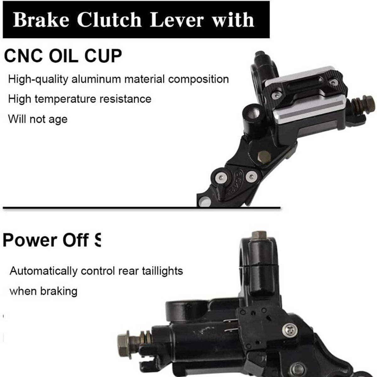 Solidspare Universal Motorcycle 7/8'' CNC Brake Clutch Master Cylinder Lever Set Reservoir
