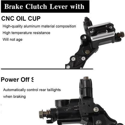 Solidspare Universal Motorcycle 7/8'' CNC Brake Clutch Master Cylinder Lever Set Reservoir