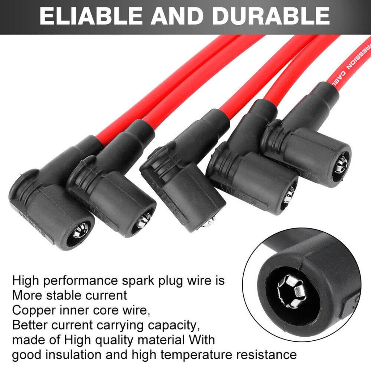 Solidspare Spark Plug Wire Set For 1992-00 Honda Civic Del Sol EG EK EJ D15/D16 Spiral Core