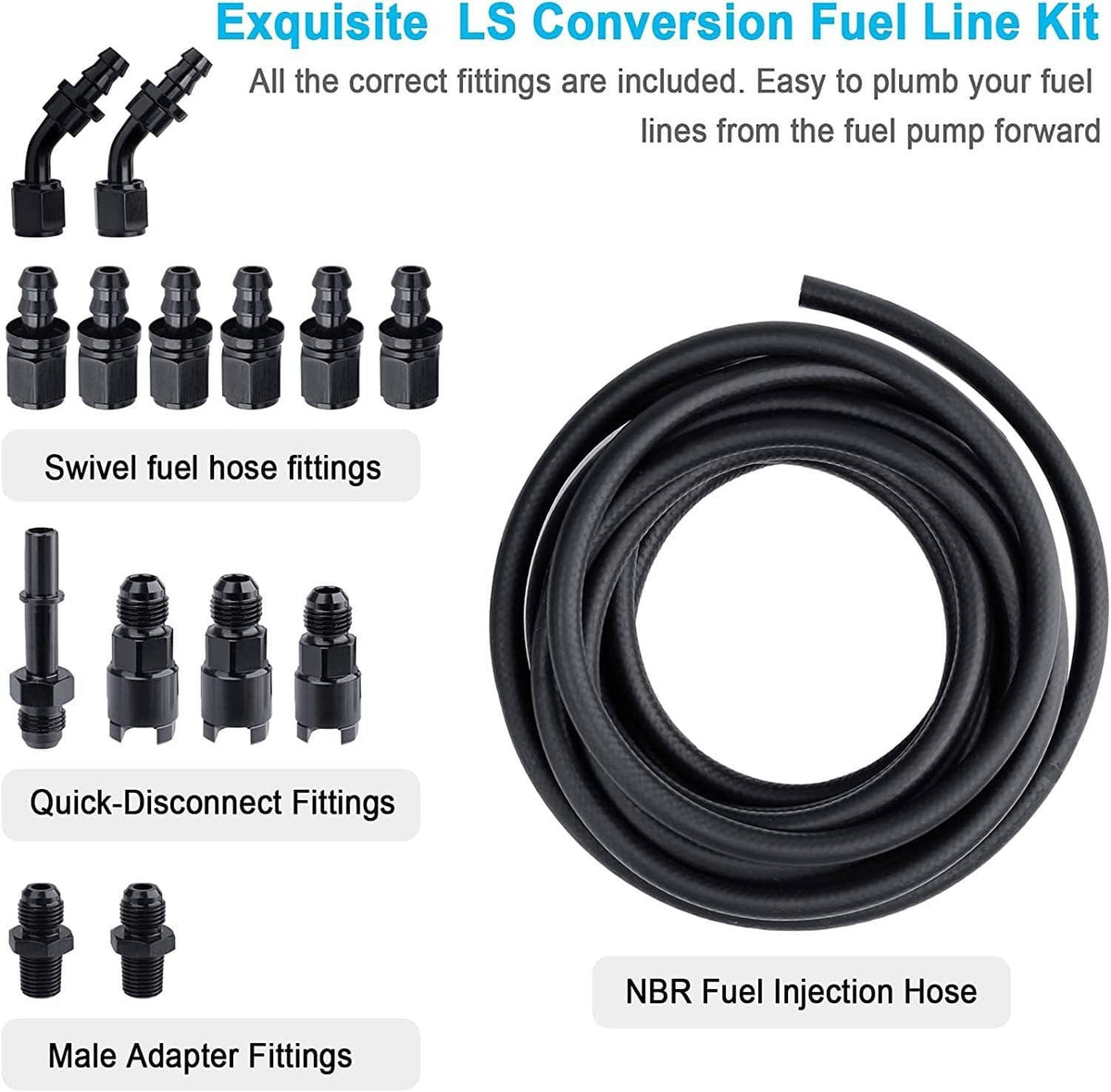 Solidspare LS Conversion Fuel Injection Line Fitting Adapter Kit EFI FI & Filter Regulator