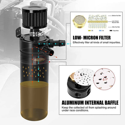 Solidspare 750ML Oil Catch Can Kit Oil Separator Large Baffled Reservoir Tank Universal New