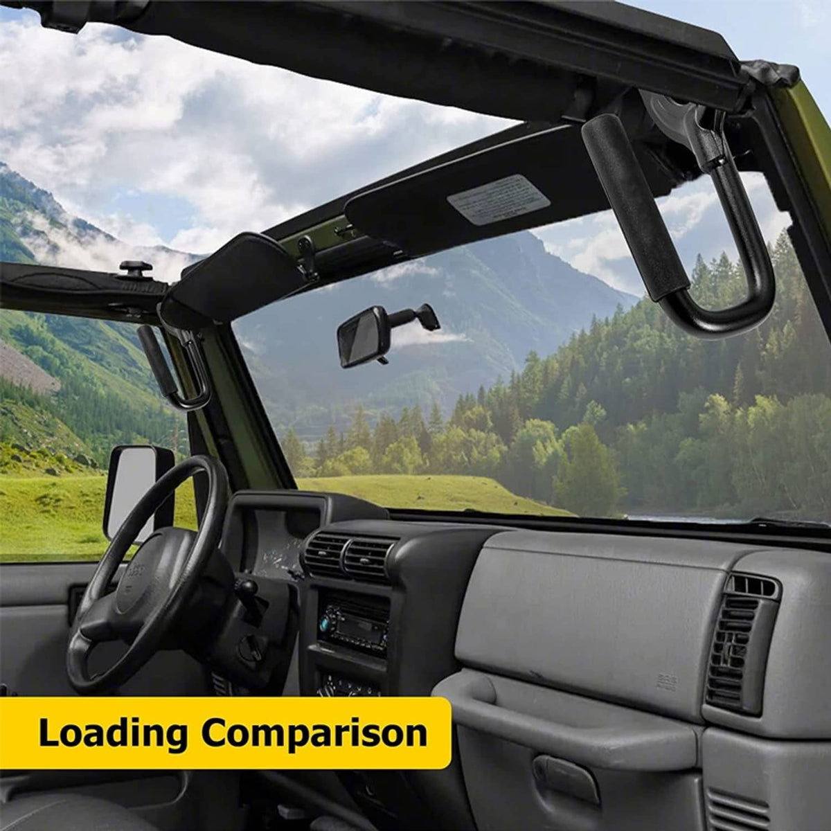Solidspare Pair Black Steel Front Grab Handles for 1997-2006 Jeep Wrangler TJ & Unlimited