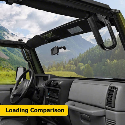 Solidspare Pair Black Steel Front Grab Handles for 1997-2006 Jeep Wrangler TJ & Unlimited