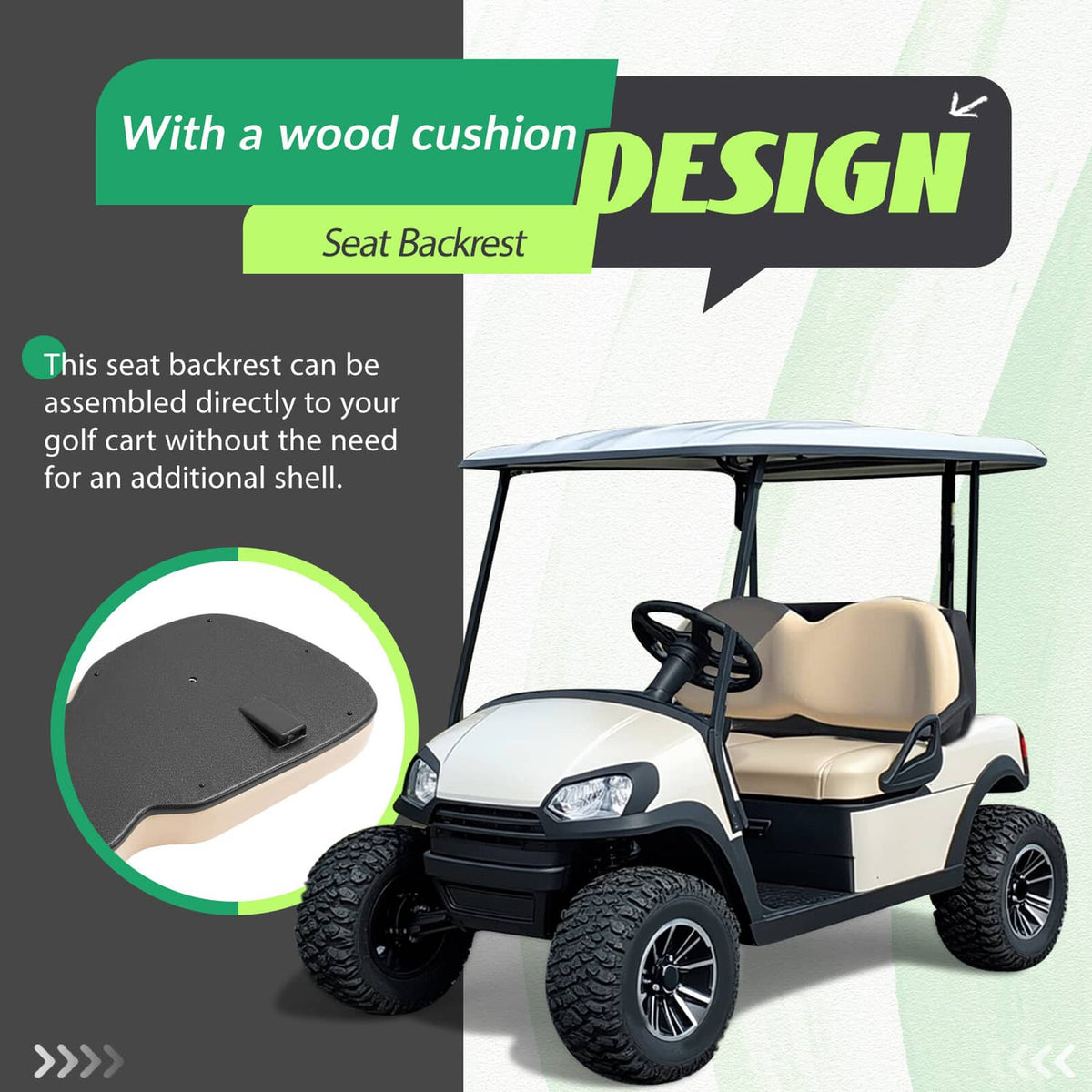 Solidspare For Club Car Precedent 04-Up Golf Cart Front Seat Back Cushion Replace Assembly