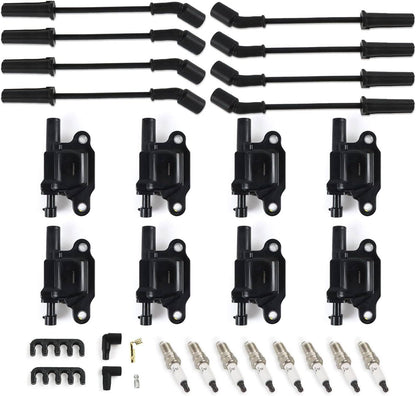 Solidspare 8 Pack UF413 Ignition Coils & 41-962 Spark Plugs w/ Spark Plug Wires For Chevy