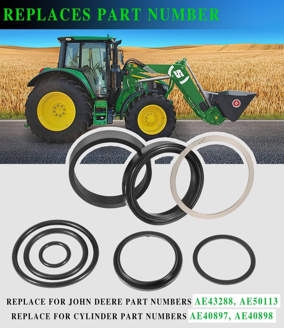Solid Spare AE50113 Hydraulic Gate Cylinder Seal Kit for John Deere Cylinder AE40897 AE40898