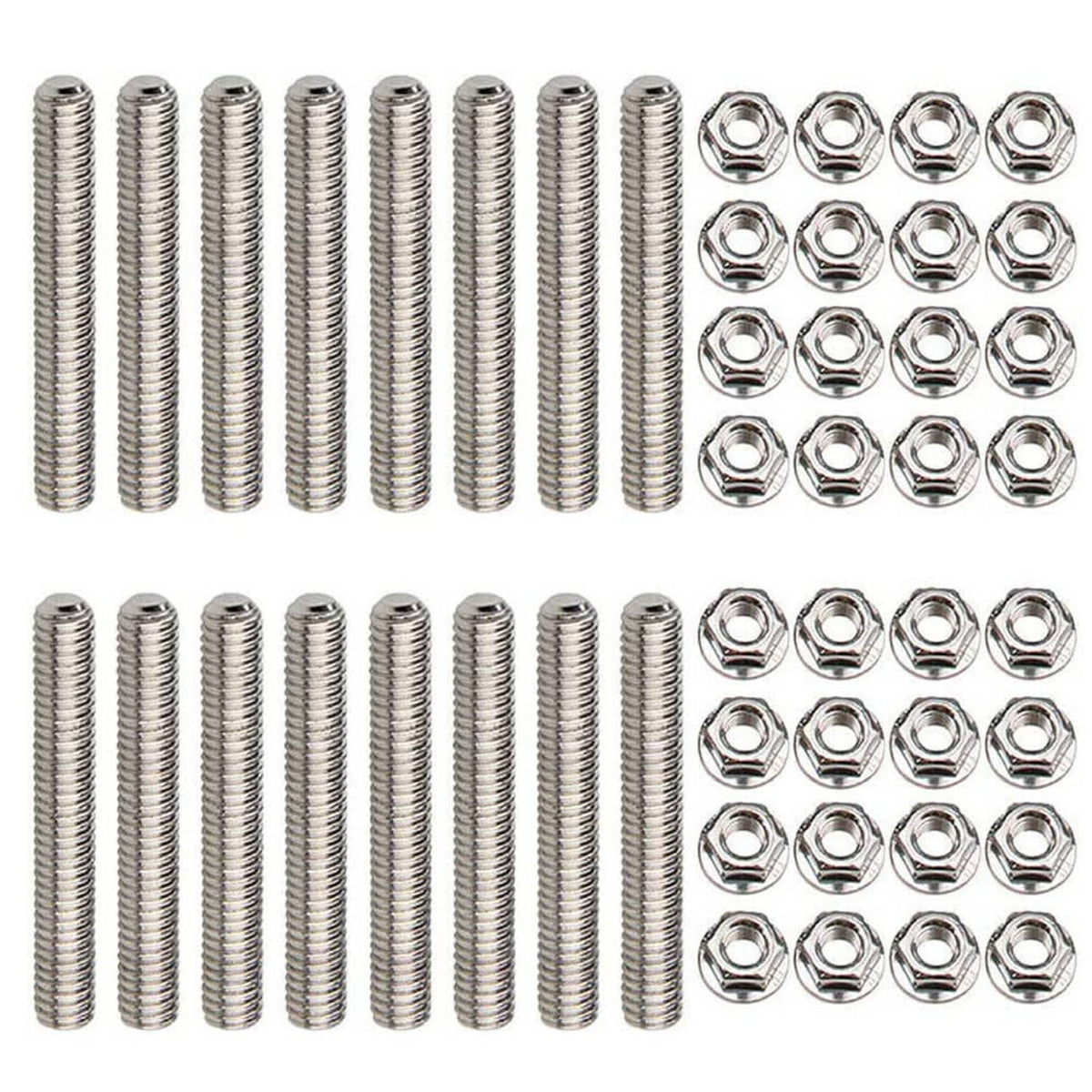 Solidspare 16pcs Stainless Steel Exhaust Manifold Stud Nuts Set for Ford 4.6L 5.4L Liter V8