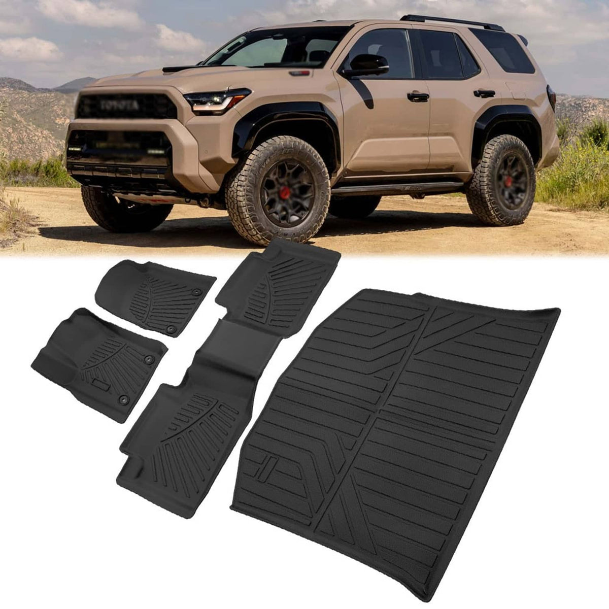 Solidspare Full Set Floor Mats Cargo Liner Fit for Toyota 4Runner 2013-2024 All-Weather