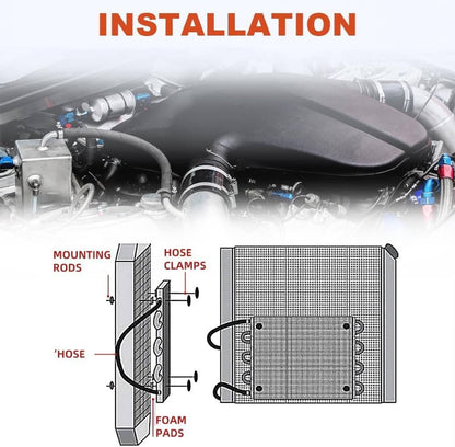 Solidspare 10 Rows Remote Transmission Oil Cooler Radiator Converter Kit Universal Aluminum