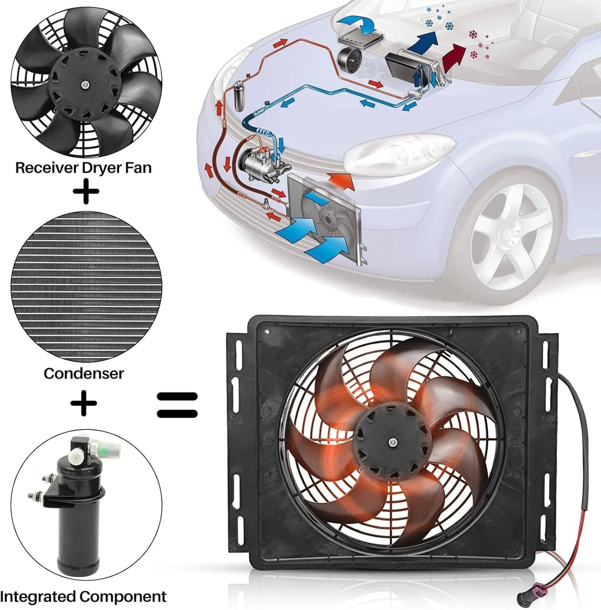 Solidspare 12V Electric Cool & Heat Universal Underdash Air Conditioner DC Auto Car A/C 63A