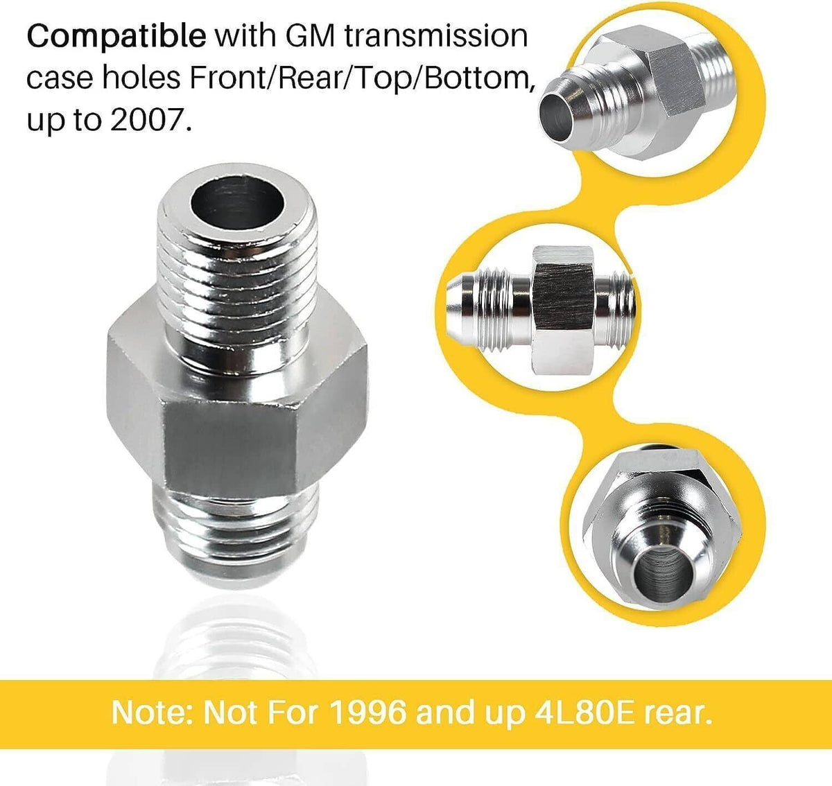 Solidspare 2Pcs Transmission Adapter Fittings 6AN Flare to 1/4" NPSM for TH350 TH400 700R4