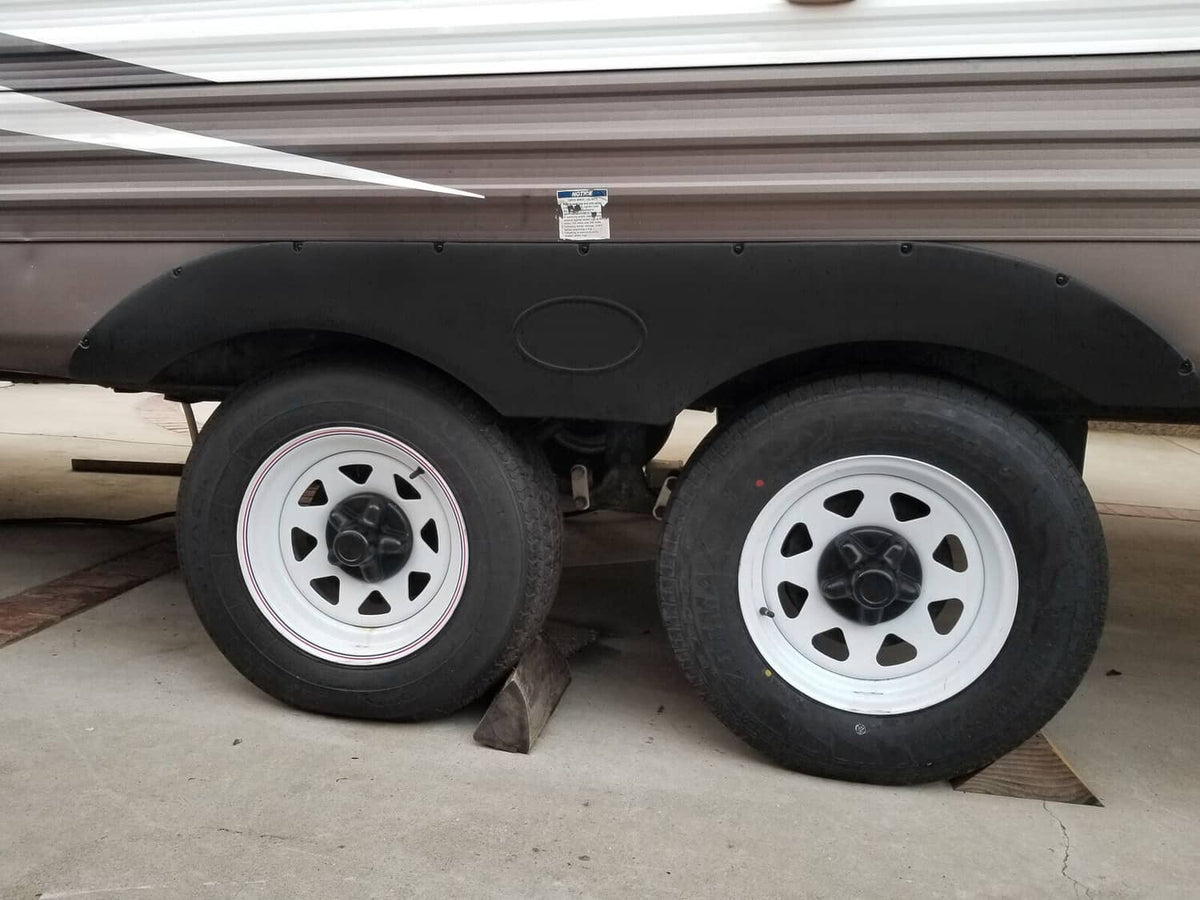 Solidspare 2Pcs Tandem Pair Black Trailer Fender Skirt For RVs Campers And Trailers Set