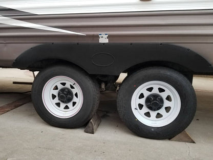 Solidspare 2Pcs Tandem Pair Black Trailer Fender Skirt For RVs Campers And Trailers Set