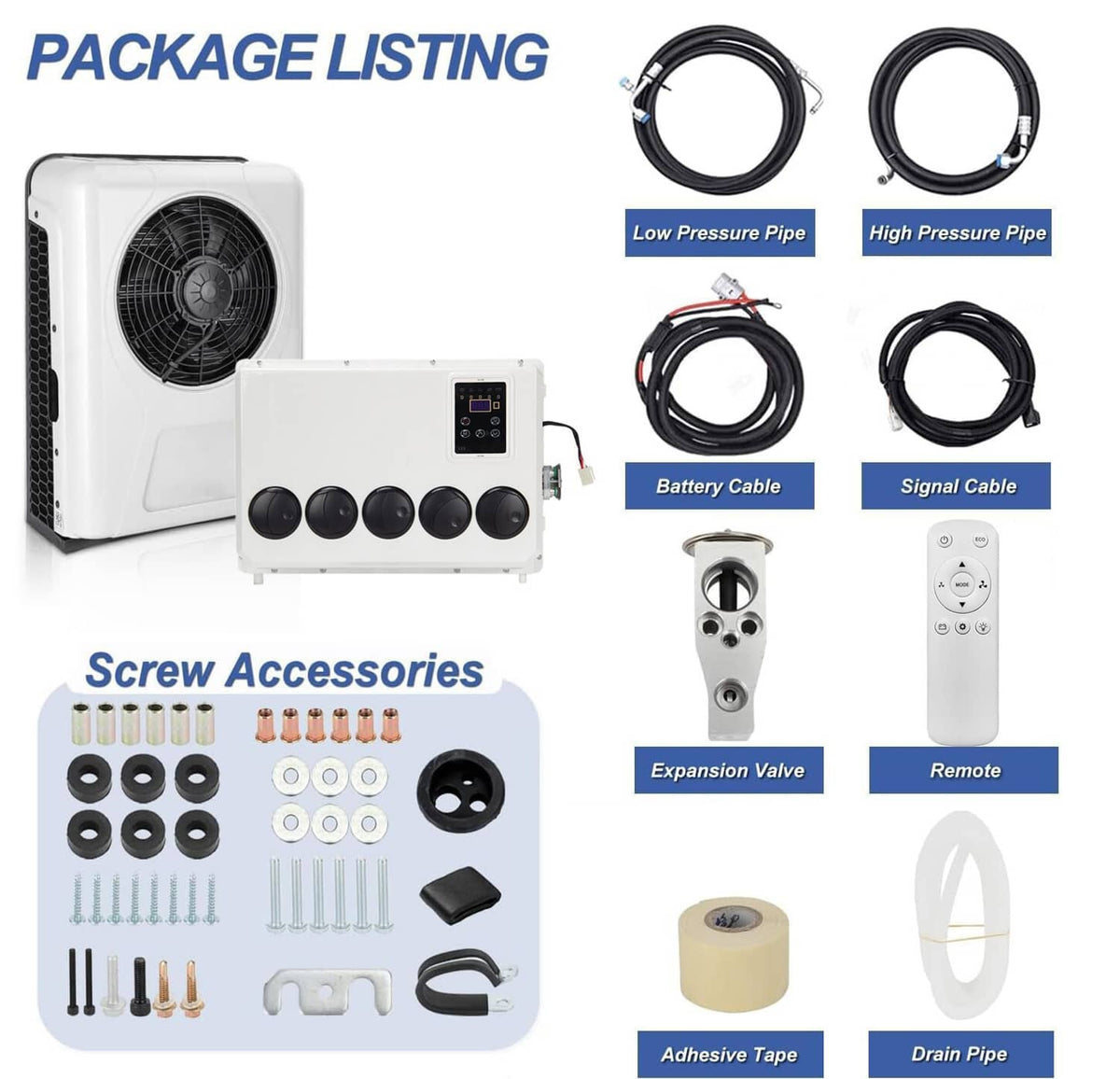Solidspare 12V 12000BTU Truck Cab Air Conditioner Split AC For Semi Trucks Bus RV Caravan