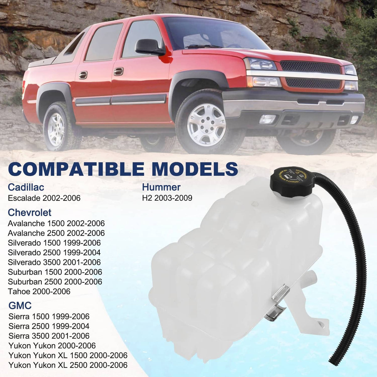 Solidspare Coolant Recovery Tank Overflow Reservoir w/Cap For GMC Chevy Cadillac H2 15PSI