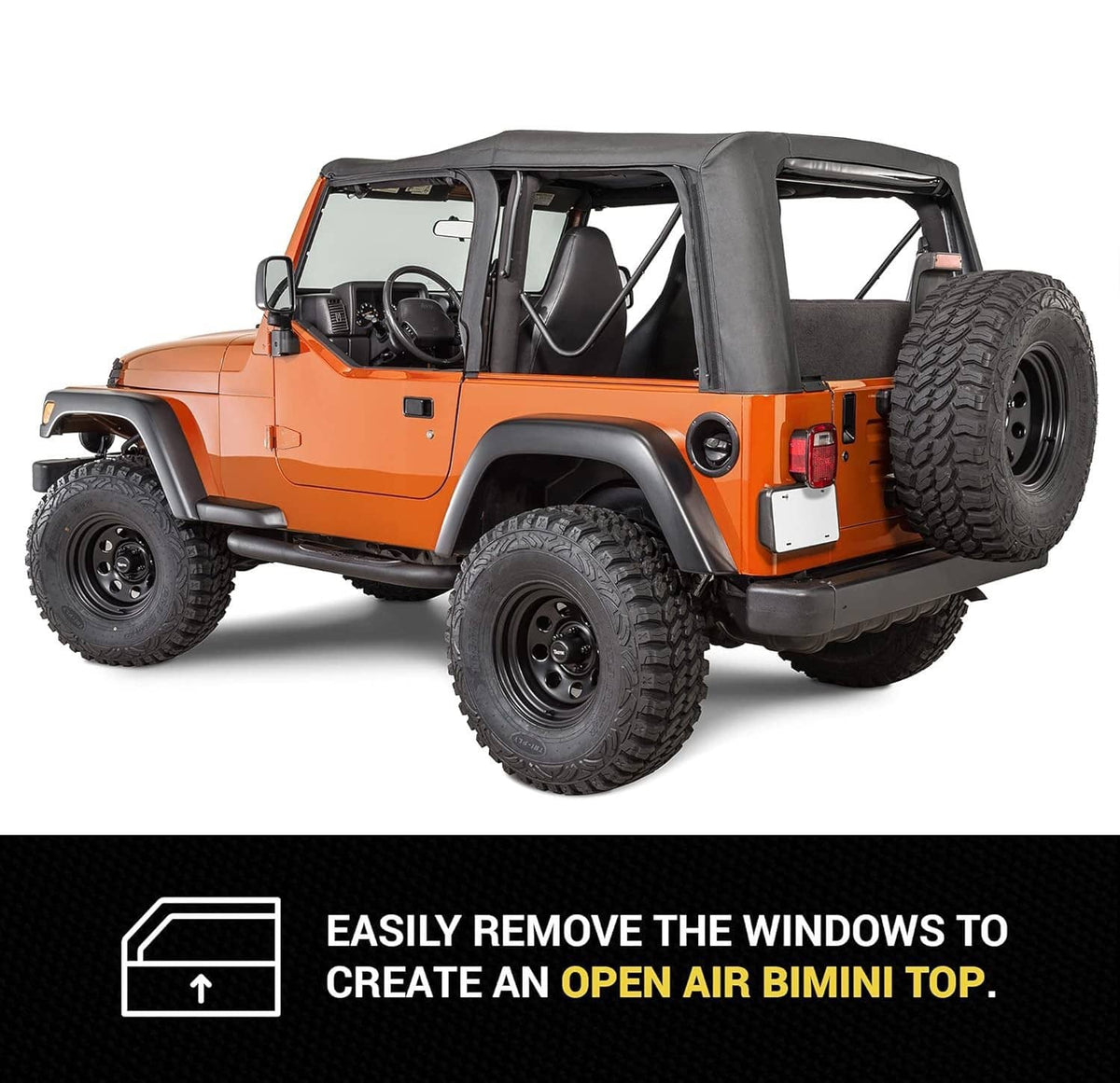 Solidspare 4Pcs For 1997-2006 Jeep Wrangler TJ Premium Rear Soft Top + Upper Skins