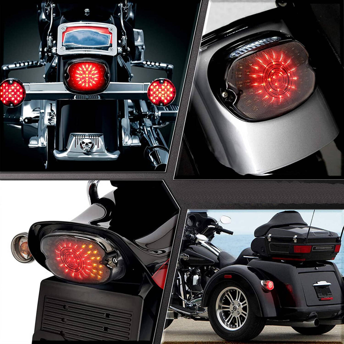 Solidspare Smoke LED Tail Light Brake Rear for Harley Road King Electra Glide Tour Dyna FXR
