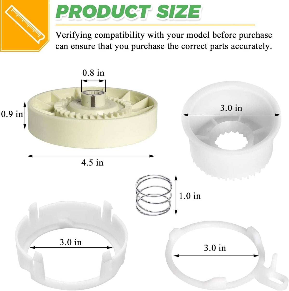 Solid Spare Washer Pulley Clutch Kit & Drive Belt for Whirlpool Kenmore Maytag