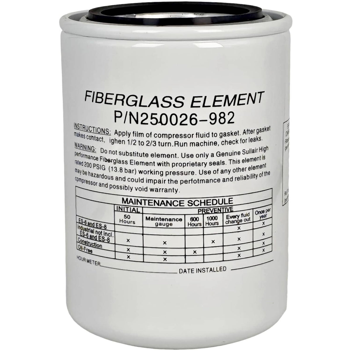 Solid Spare Oil Filter 250028-032 Fit for Sullair Air Compressor 250026-982