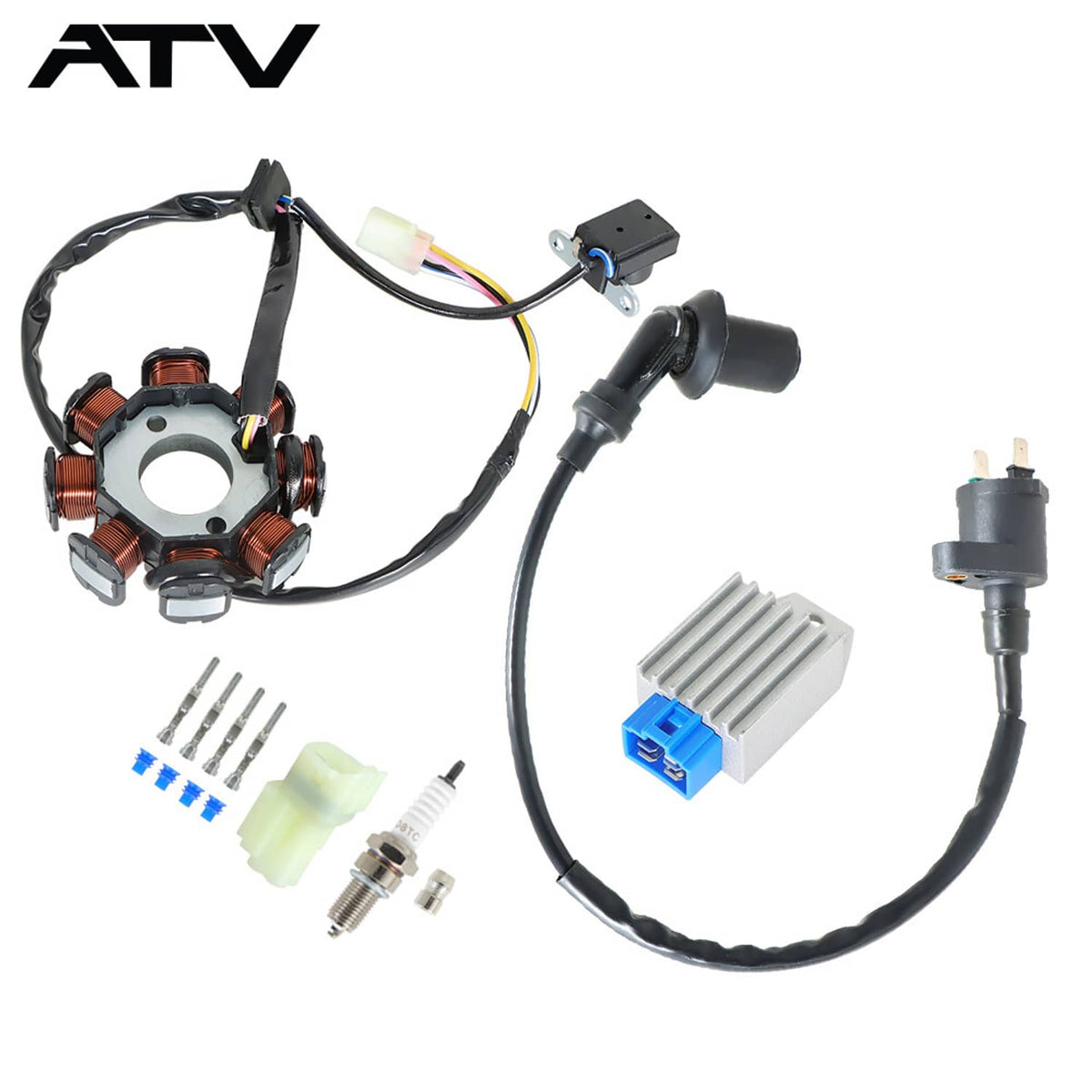 Solidspare Ignition Coil Spark Plug Regulator Stator For Polaris Outlaw 90 Outlaw 50 07-15