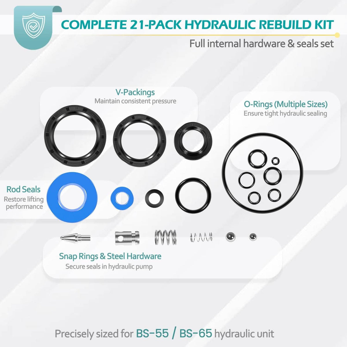 Solid Spare for Bishamon BS-55 BS-65 Manual Pallet Jack BI 52103704-SUPER Seal Repair Kit