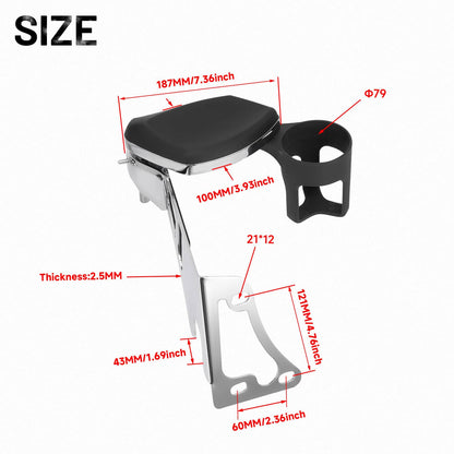 Solidspare Fit For Harley Tour Pak Touring Chrome Passenger Armrests Cup Holder 1997-2013