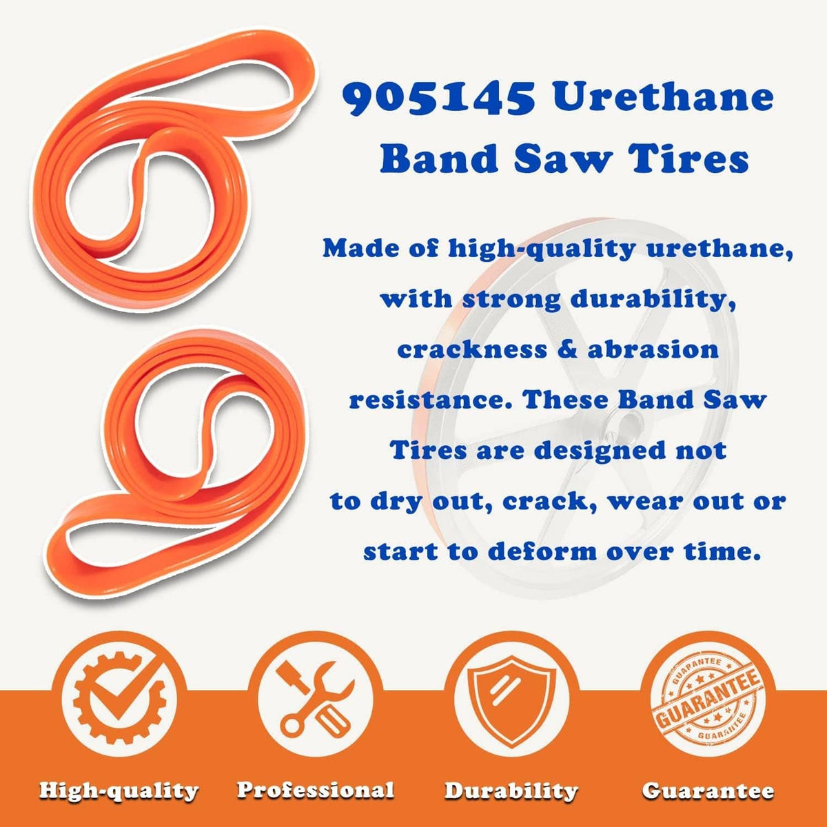 Solidspare 2-Pack Urethane Band Saw Tires, Replace for 14" Delta 905145 Craftsman 3AD92501