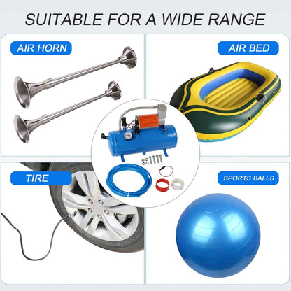 Solidspare 150PSI AIR COMPRESSOR WITH 6 LITER TANK DC 12V FOR TRAIN HORNS MOTORHOME TIRES