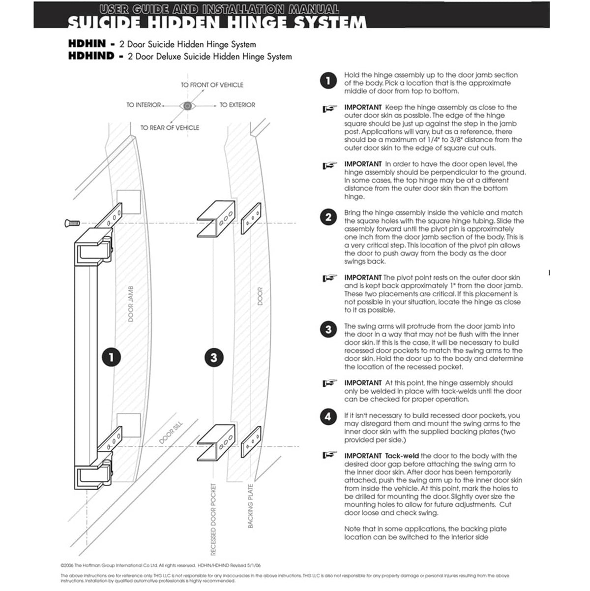 Solidspare Universal Complete 2 Door Street Rat Hot Rod Suicide Hidden Door Hinge Kit