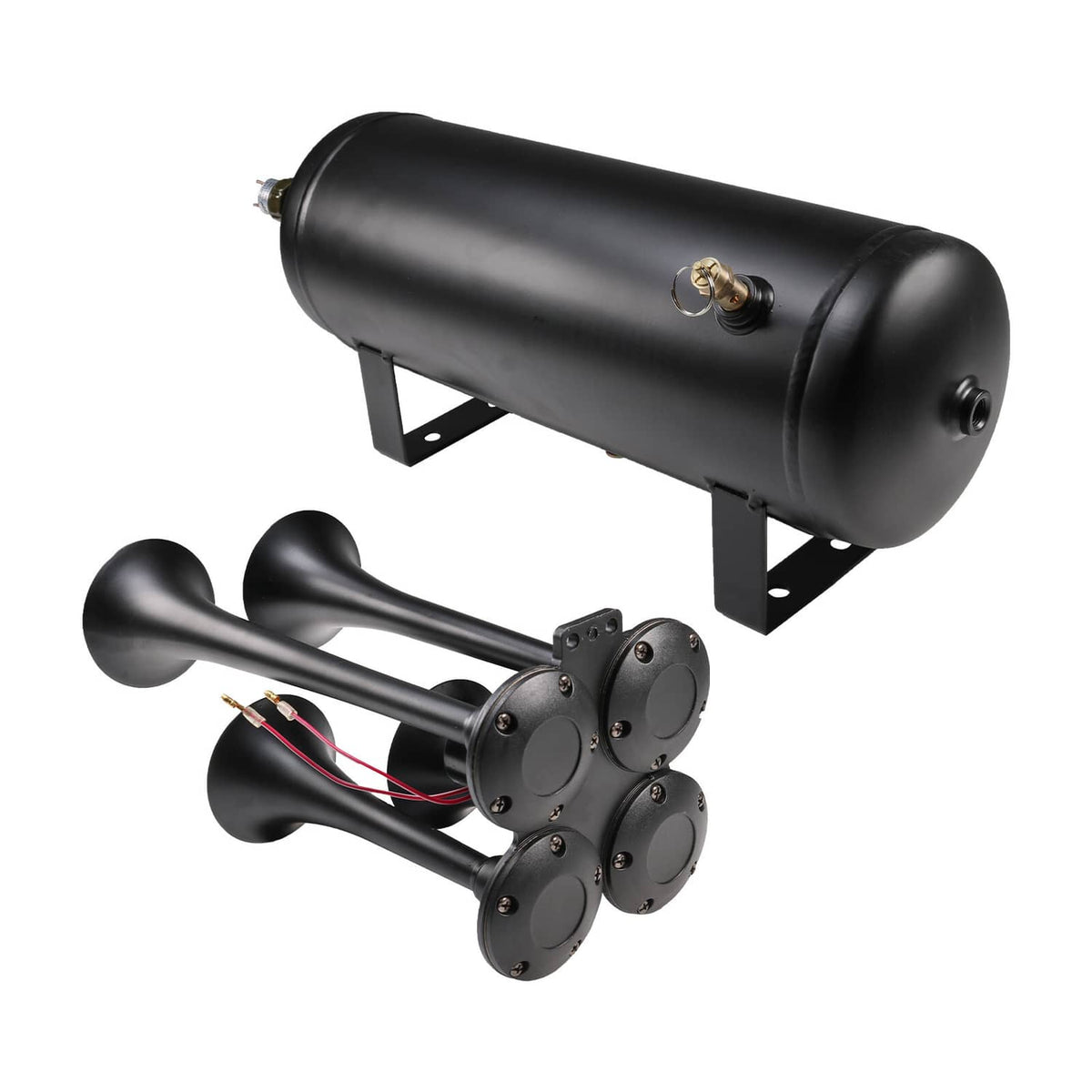 Solidspare Train Horn Kit 4 Trumpets Semi Loud System 1.5G Air Tank 150PSI FITS Truck Car
