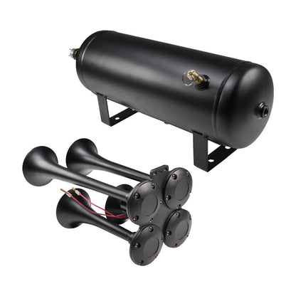 Solidspare Train Horn Kit 4 Trumpets Semi Loud System 1.5G Air Tank 150PSI FITS Truck Car