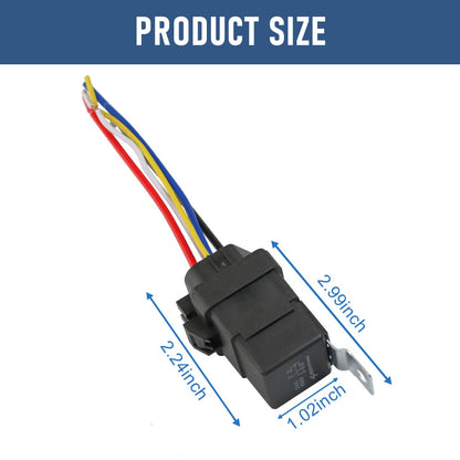 Solidspare Waterproof 5 Pin 12V 40 Amp Relay & Socket W/ 5" 12 Gauge Wire Pigtail Harness