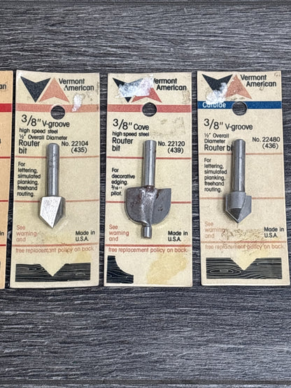 6pc Vermont American 3/8" Shank Router Bit Set - Made In USA