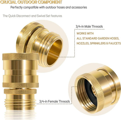 Solid Spare 22729 Hose Quick Disconnect Set Heavy-Duty Brass, 3/4” GHT Male x Female