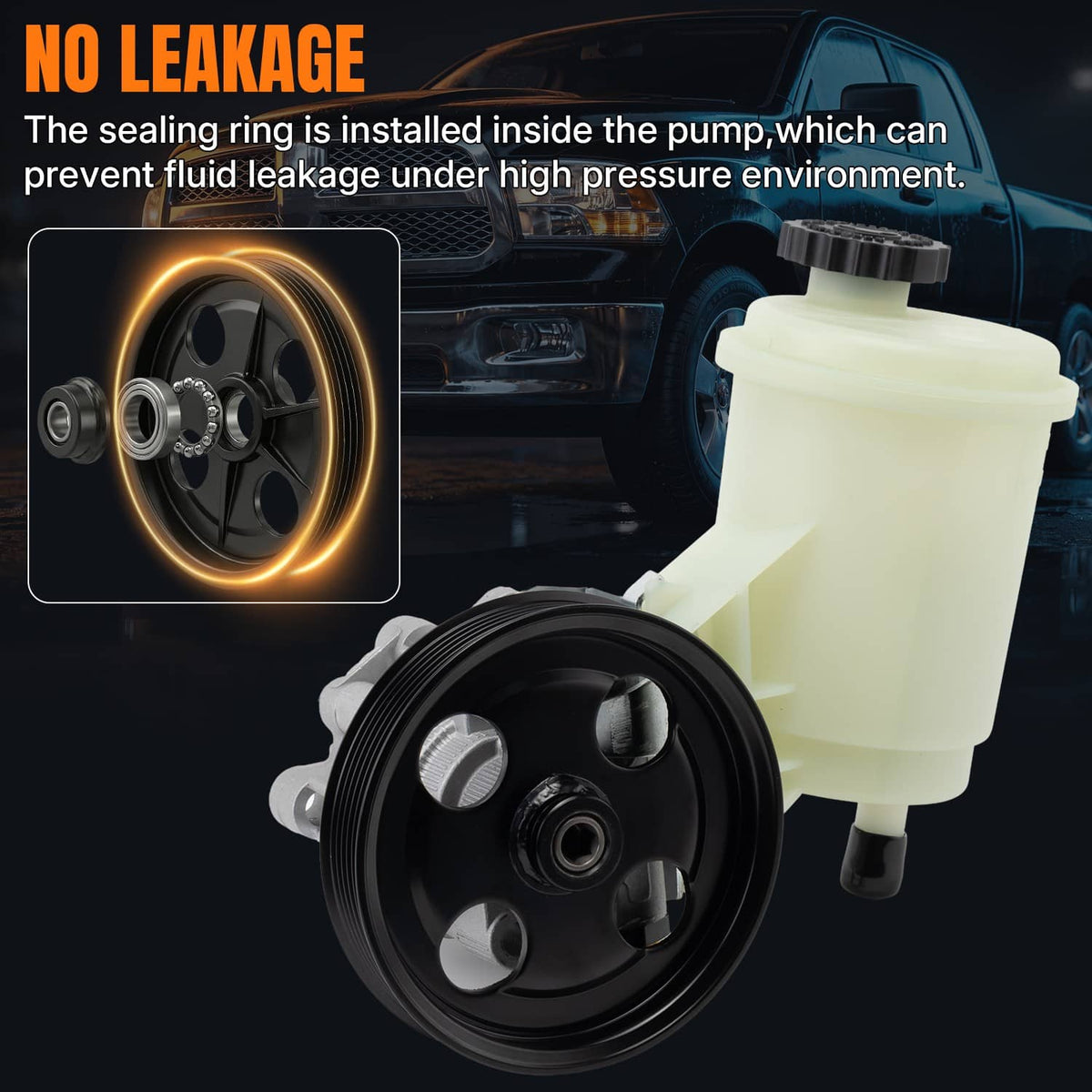 Solidspare Power Steering Pump with 6-Groove Pulley For Ram 1500 2011-2012 V8 5.7L Pickup