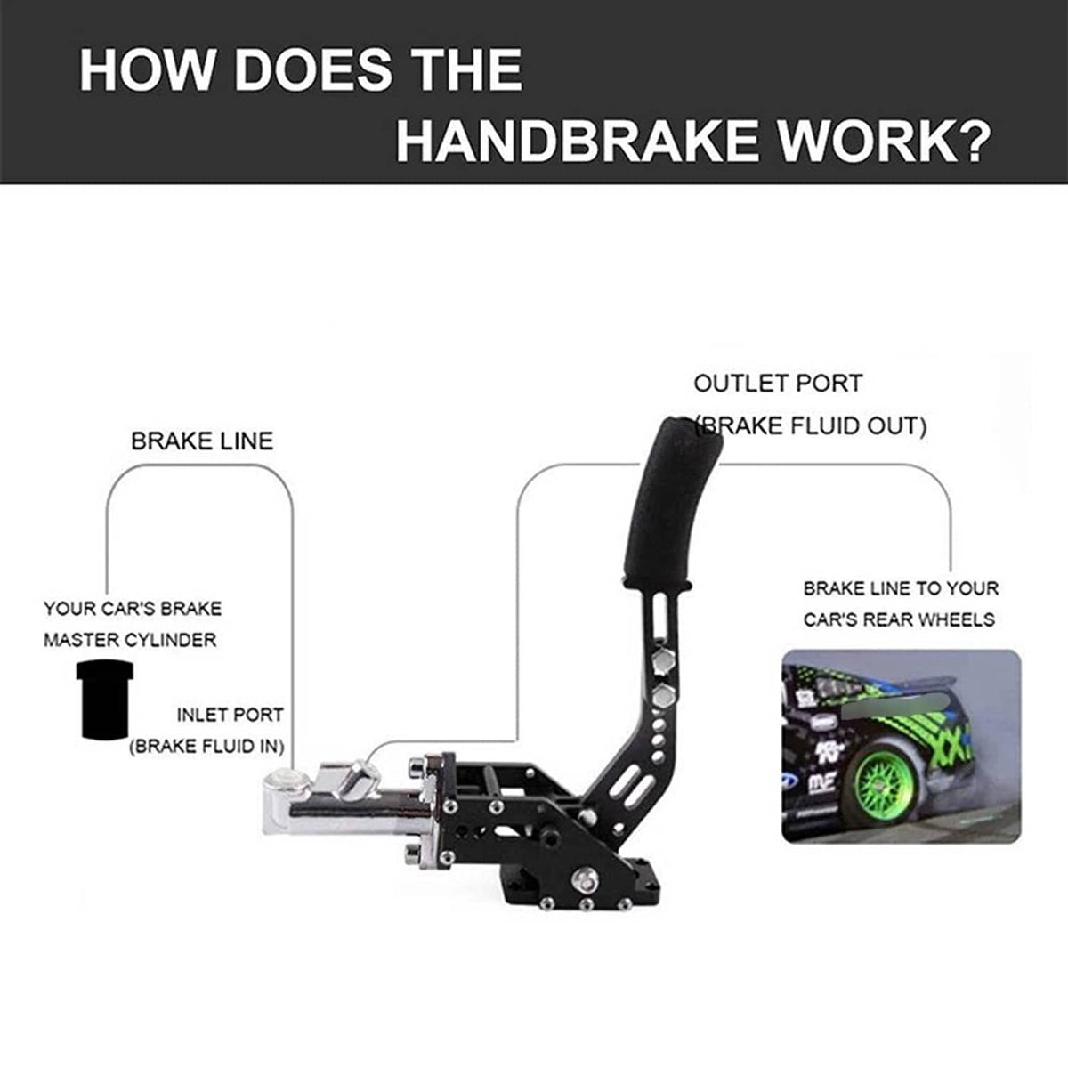 Solidspare Universal Car Racing Aluminum Hydraulic Handbrake Drift Hand Brake Parking Black
