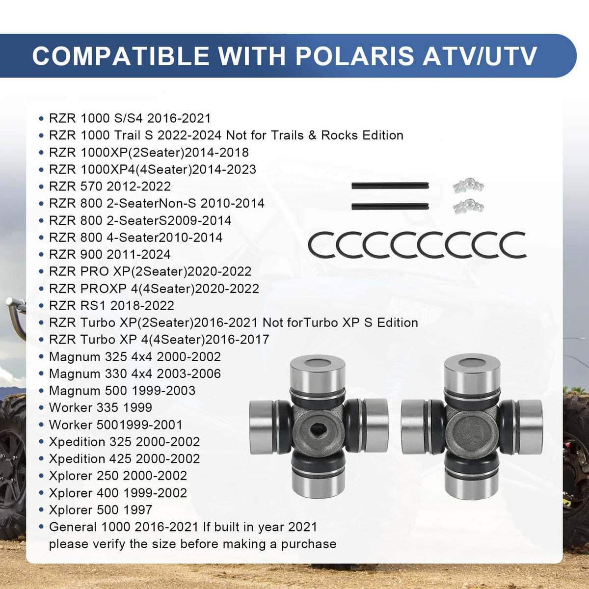 Solidspare 2×Prop Shaft U-Joint for Polaris RZR Ranger Sportsman General 1000 900 800 Front