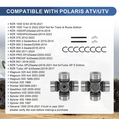 Solidspare 2×Prop Shaft U-Joint for Polaris RZR Ranger Sportsman General 1000 900 800 Front