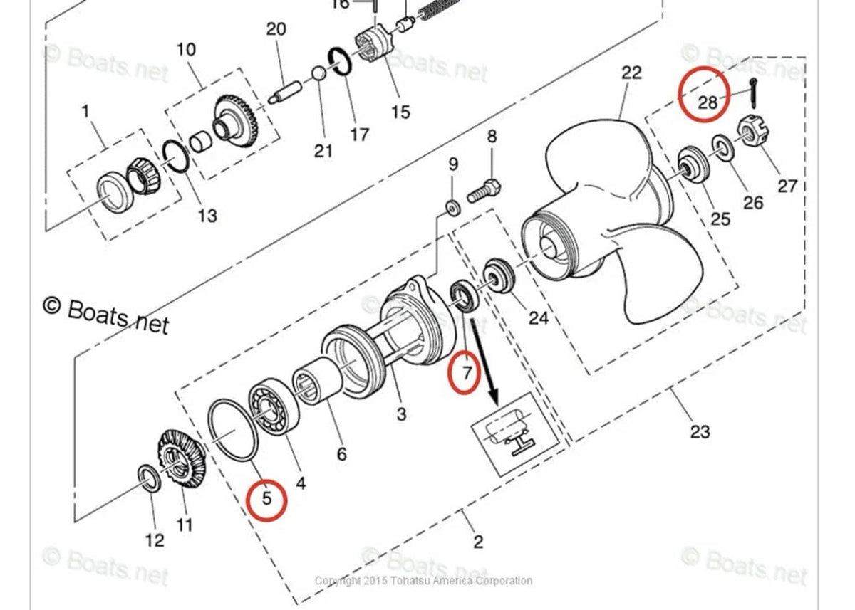 Solid Spare Tohatsu Lower Unit Seal Kit 334602230 345601030 9515030325 332600061 35/40/50HP