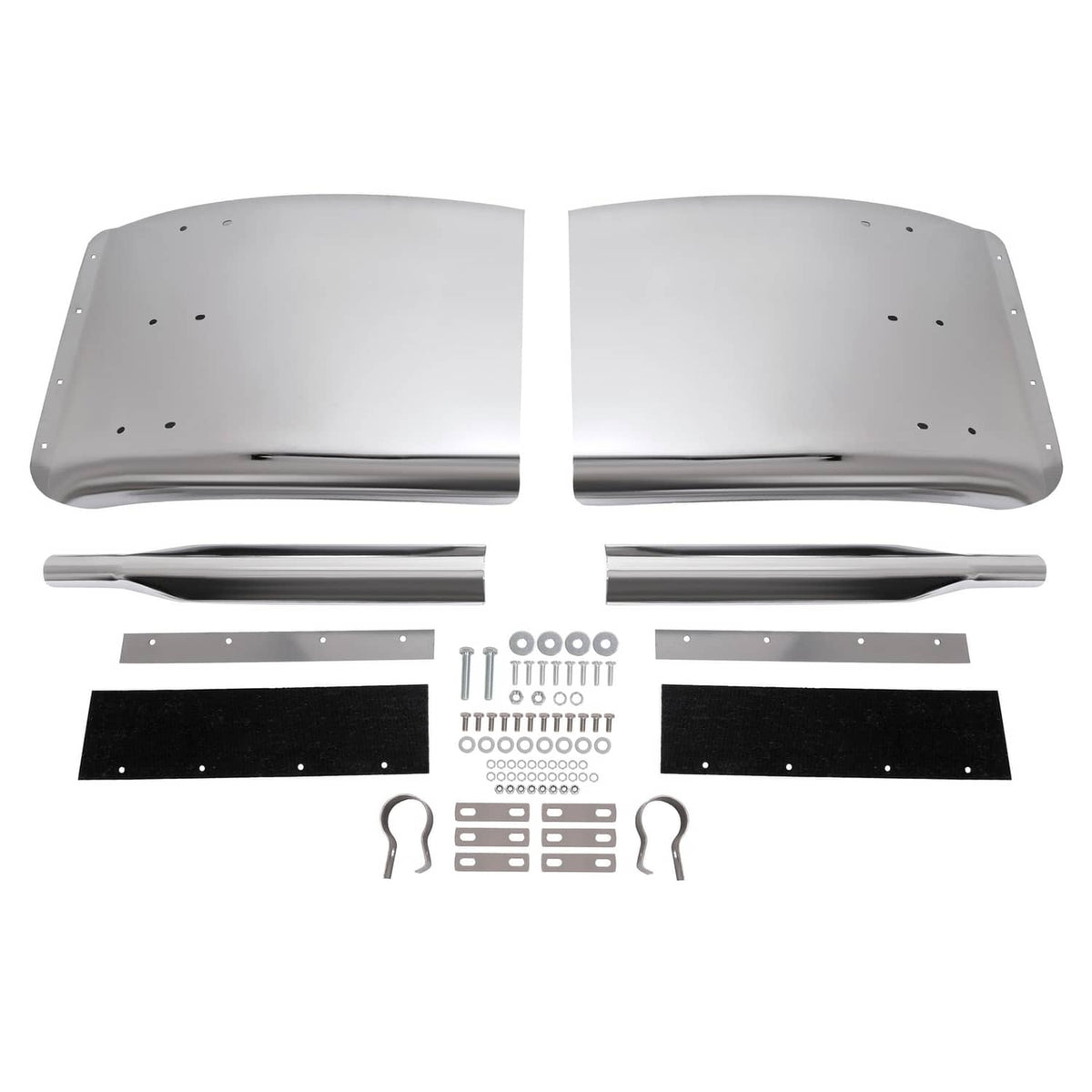 Solid Spare 34"x24" stainless steel quarter fender kit pair universal truck w/ Support Tube