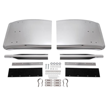 Solid Spare 34"x24" stainless steel quarter fender kit pair universal truck w/ Support Tube