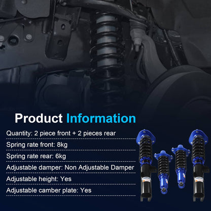 Solidspare Front & Rear Suspension Coilover Struts Coils Shocks Kit For Scion TC 2005-2010