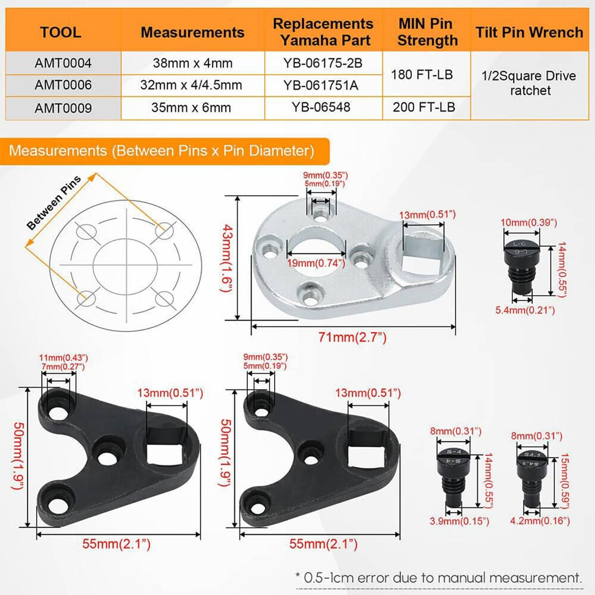 Solidspare New Outboard Trim Tilt Pin Wrench Tool Set for Yamaha Suzuki Johnson Evinrude