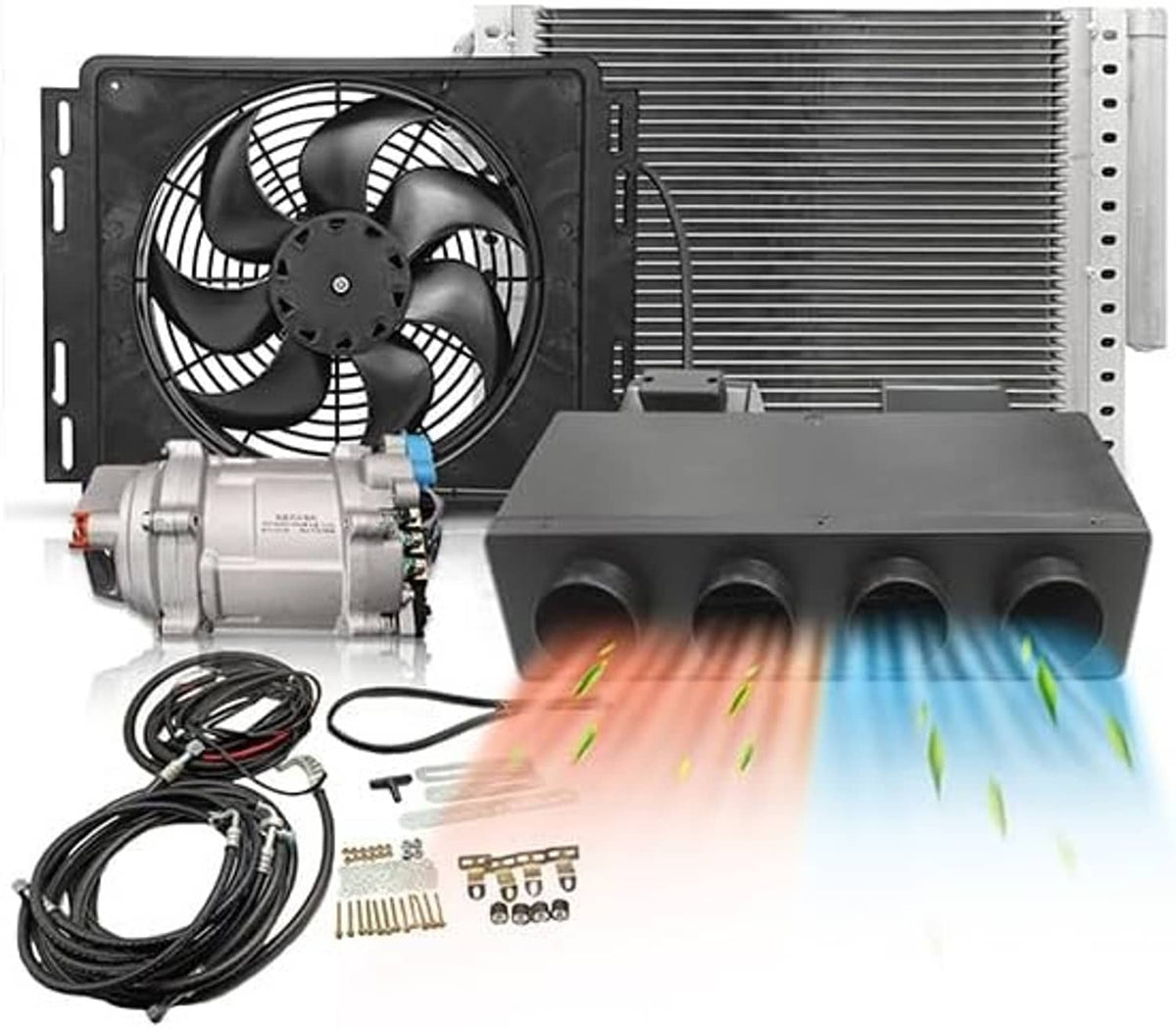 Solidspare 12V Electric Cool & Heat Universal Underdash Air Conditioner DC Auto Car A/C 63A