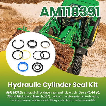 Solidspare AM118391 Cylinder Seal Kit fit for John Deere 40 44 60 70 70A Loader 1-1/2” Bore