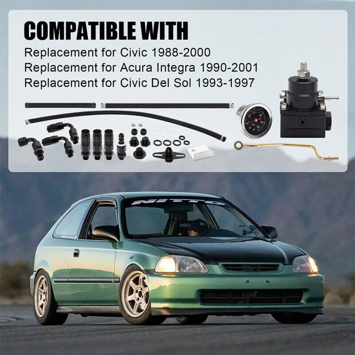 Solidspare K20 K24 Tucked Fuel Line System Kit for K-Series K-Swaps DC2 EG EK Civic Integra